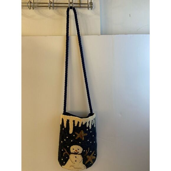 Snowman at beach starfish crossbody 11.5x8.5 - Picture 1 of 6